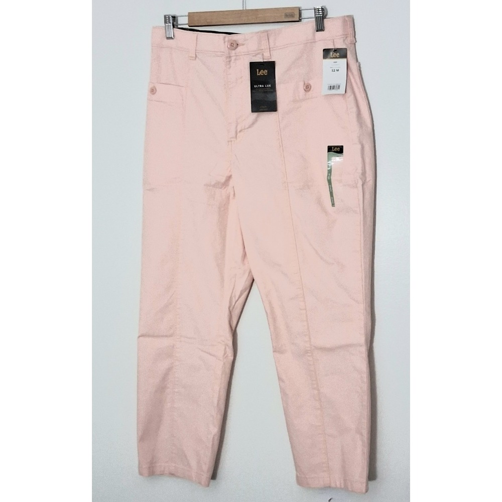Lee Crop Pants Women's Size 12M‎ Light Pink Ultra Lux High Rise Pastel Pockets
